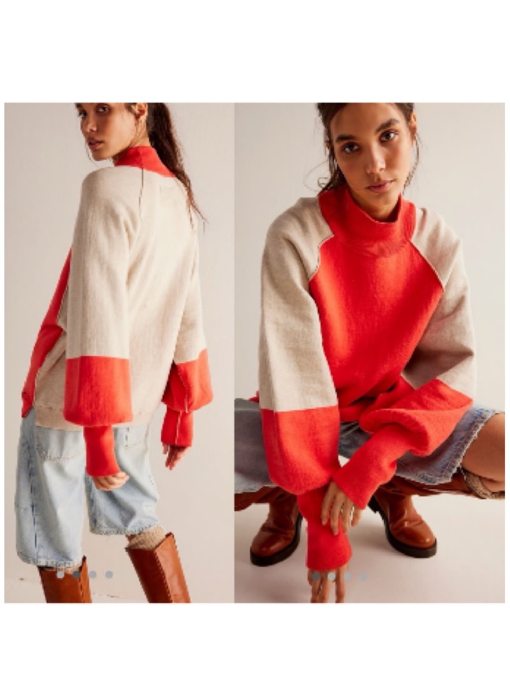 Free People Dayton Pullover - We The Free - Colorblock Cherry Almond